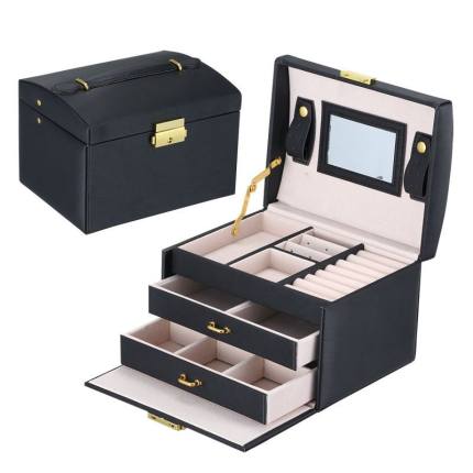 High-Capacity Leather Jewelry and Makeup Organizer