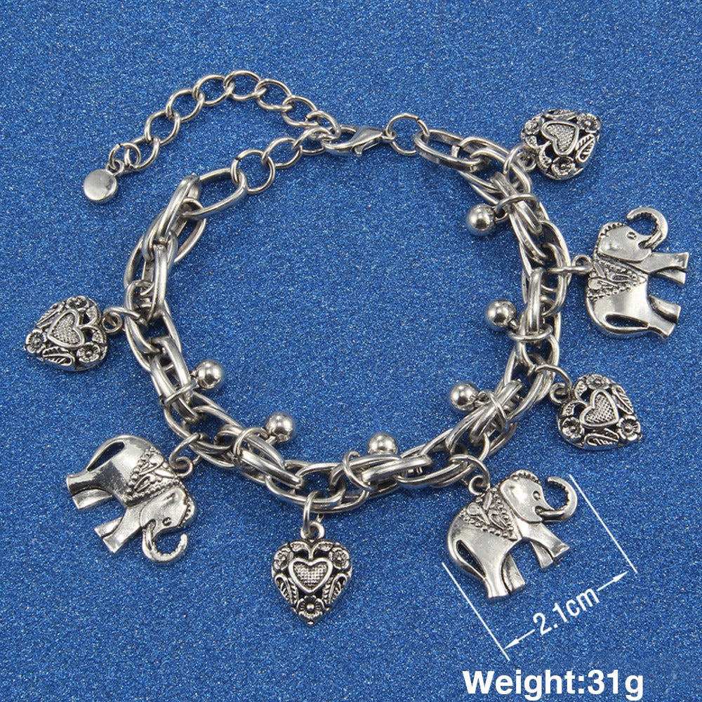 Retro Elephant Heart Anklet