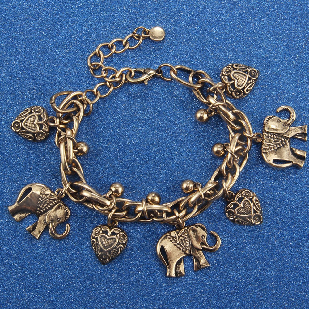 Retro Elephant Heart Anklet